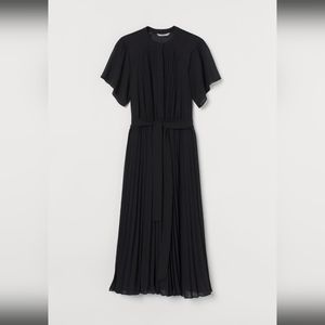 Black Pleated Chiffon Dress - NWT - H&M